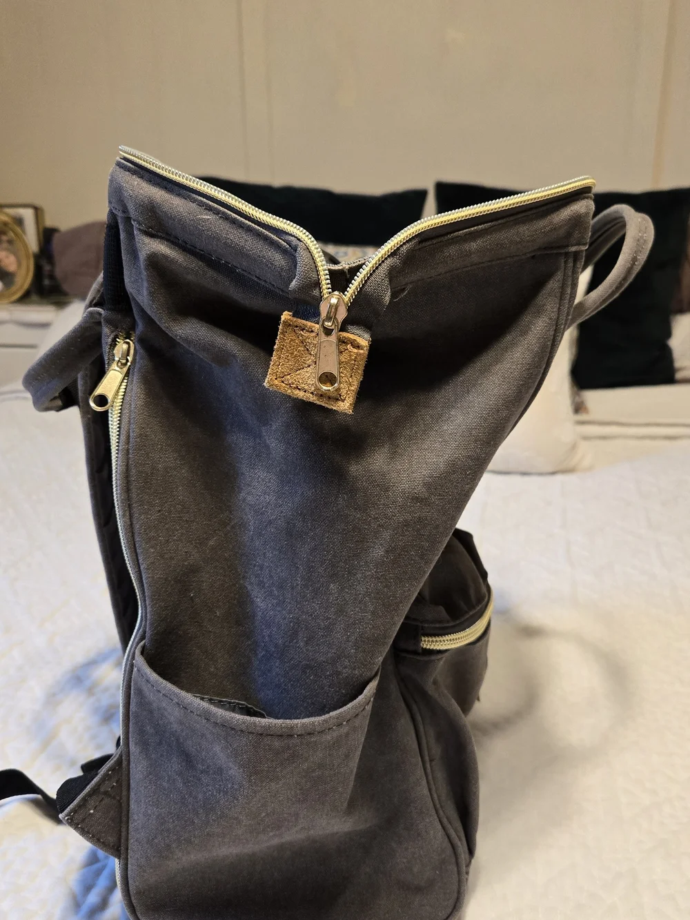 Canvas Backpack / Diaper Bag - Durable Everyday Bag Grey